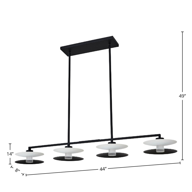 Fresno 4 LT White and Matte Black Linear Pendant Kalco