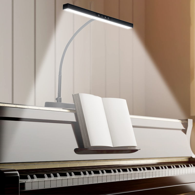 Lampe pour piano pour pianos à queue grand / droit et numérique, lampe pour piano avec 3 modes de couleur pour pianos sur pied, hauteur et direction réglables, minuterie d'arrêt automatique, lampe pour pupitre, lampe de bureau, lampe de table