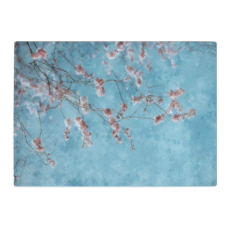 Tempered Glass Beautiful Pink Cherry Blossom Chopping Board, 28.5 cm x 39 cm