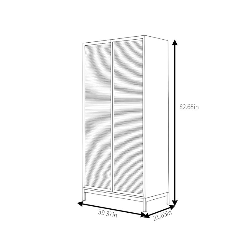 Rattan Woven Simple Wardrobe, Cherry