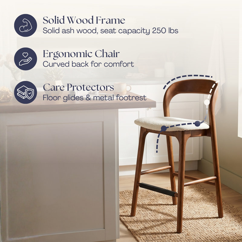Rena Upholstered Counter Stool, Brown
