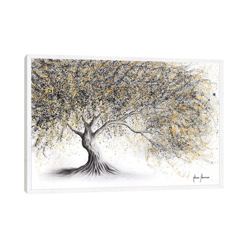 Golden Onyx Tree by Ashvin Harrison - Print on Canvas, 152.5 cm H x 101.5 cm W, White Framed