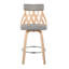 Tabouret de comptoir Mid-Century moderne de 26 po en bois naturel et tissu gris clair avec repose-pieds chromé By