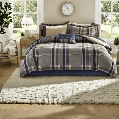 Piece Full Bedding Sets, Soft Polyester Plaid Modern Comfort For Home