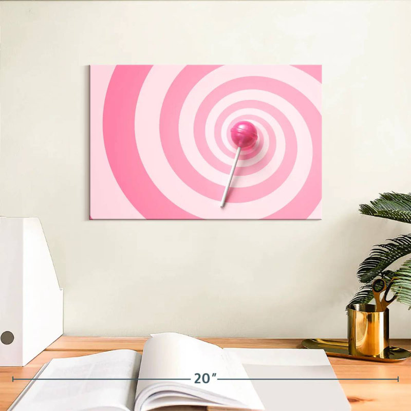 Yarlin Pink Swirl Lollipop, 8" H x 12" W
