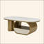 Table basse ovale de luxe moderne, table basse de 47,24 po avec tiroir de rangement, plateau en faux marbre, table centrale en métal pour le salon-824472808