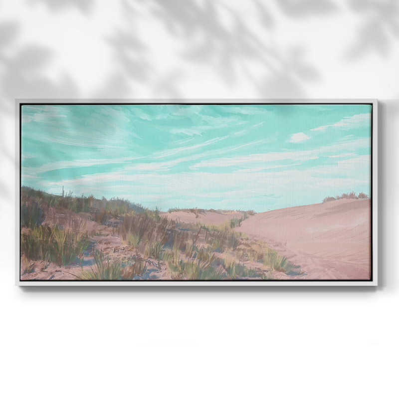 Dunes à l'aube IV - Toile tendue avec châssis encadré - Prêt à être accroché, H 21 po x l 41 po, Blanc
