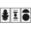 Abstract Geometry " Moon-Shaped Semi-Circles And Circle Abstract Shapes Neutral Modern Art Contemporary Black And White " 3 - Pieces-98696590-98696591