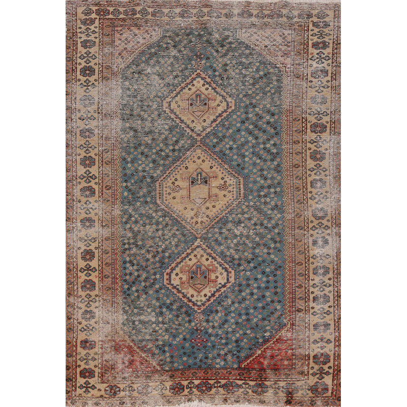 Tapis bleu antique antique 4 x 7