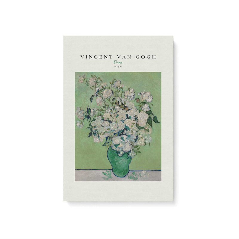 Van Gogh's Roses 1890 v2, Toile tendue, H 36 po x l 24 po