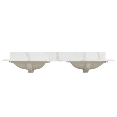 Arbios 60"  Quartz Double Vanity Top with Sink Faucet Holes