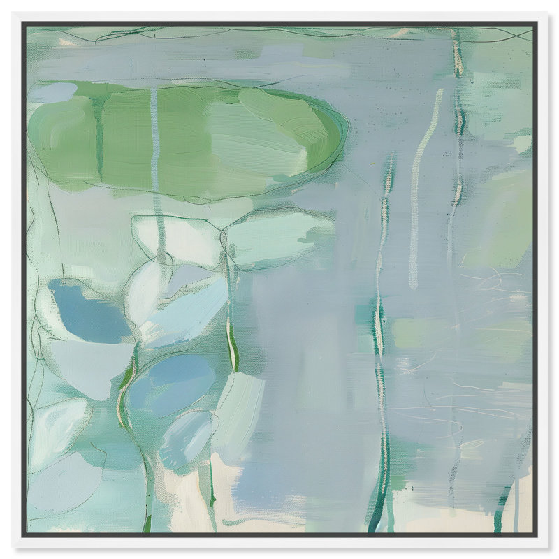 «Lilly Pad Abstract II» par Coastal Art, Cadre blanc, H 25 po x l 25 po