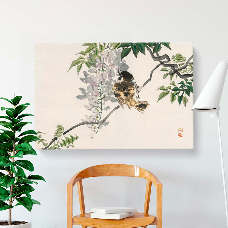 Sparrow On A Branch by Kono Bairei - Wrapped Canvas Print, 40cm H x 60cm W x 3cm D