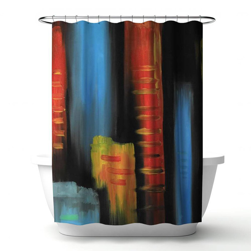 Abstract – Polyester Shower Curtain, Dye Sublimation Print, 71" W × 74" L