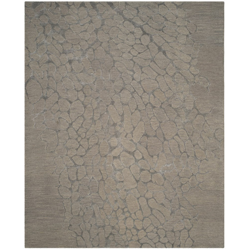 Tapis abstrait en laine crocheté à la main Blossom, Rectangle 8 pi x 10 pi