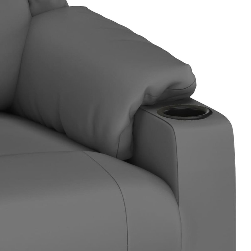 Recliner Chair Faux Leather, Grey Faux Leather