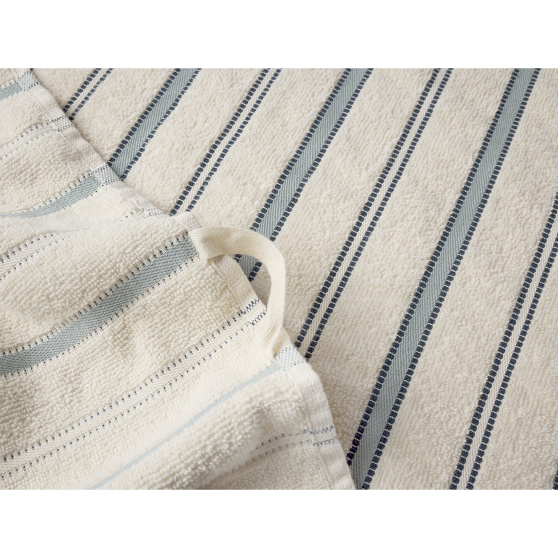 Ensemble de serviettes essuie-mains en acacia biologique, Non teint / rayure indigo minuit
