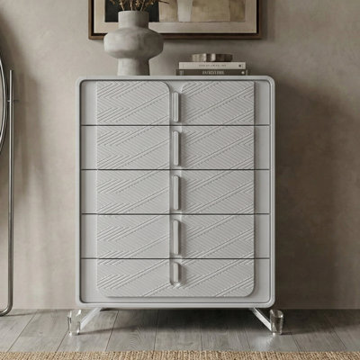 Avaline Modern 47.6"H Solid Wood No Assembly Required 5 Drawer Chest with Acrylic Leg