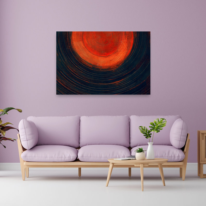 Fiery Cosmic Rings, art mural abstrait et vibrant contemporain, H 40 po x l 60 po