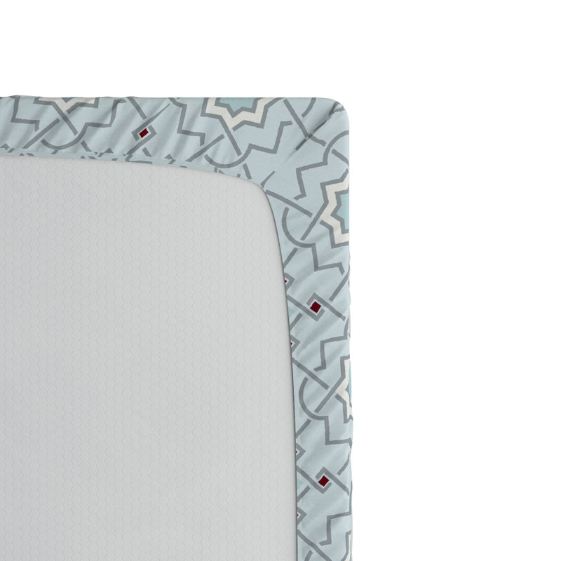 Microfiber Fitted Sheet, Full Fitted Sheet, Blue Geometric 2