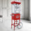 Machine à maïs soufflé avec chariot de cinéma - éclatement de maïs soufflé commercial de 12 oz sur roulettes, bouilloire en acier inoxydable de 850 W, plateau chauffant et tiroir à grains, conception rouge rétro pour la maison et le bureau