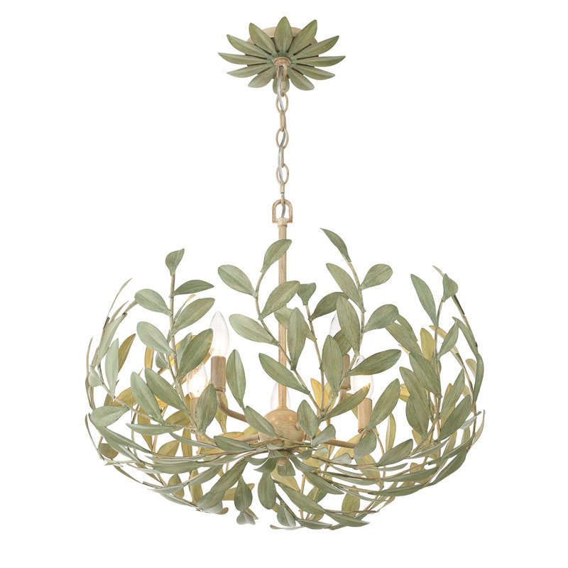 Maniteau 5 Light Champagne Green Tea Chandelier, 18.5"H x 23"W x 23"D