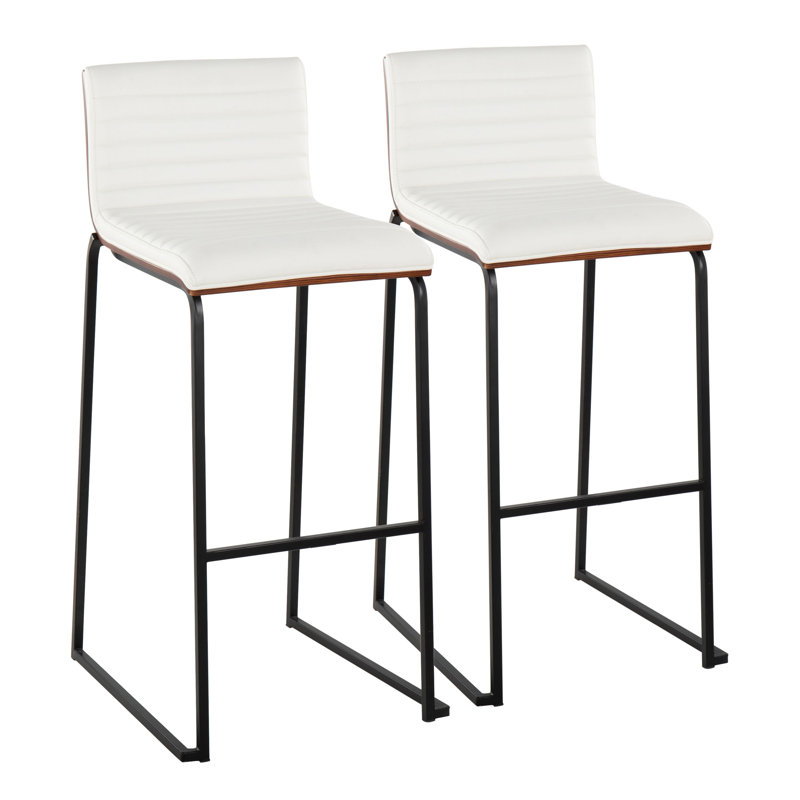 Tabouret de bar et de comptoir Chattahoochee, Tabouret de bar (siège d'une hauteur de 30,75 po), Cuir blanc / cadre noir