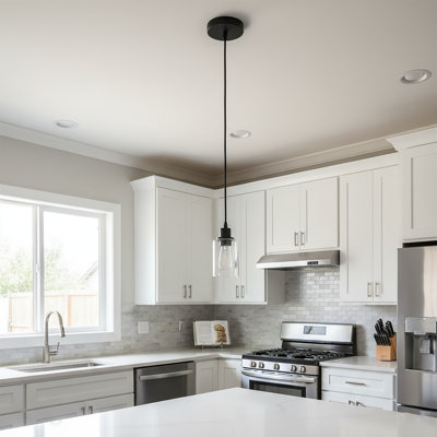 4 po Luminaire suspendu industriel 1 lumière moderne noir mat pour îlot de cuisine rustique