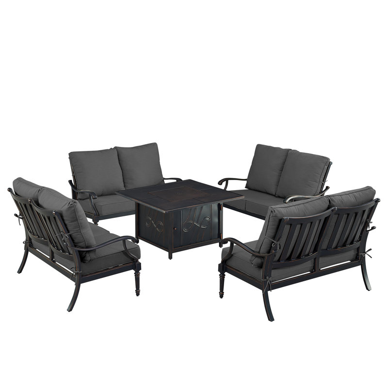 Paisha Outdoor 5 - Piece Conversation Set, Black