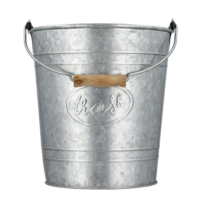 Poubelle galvanisée rustique 2 gallons, Gris galvanisé