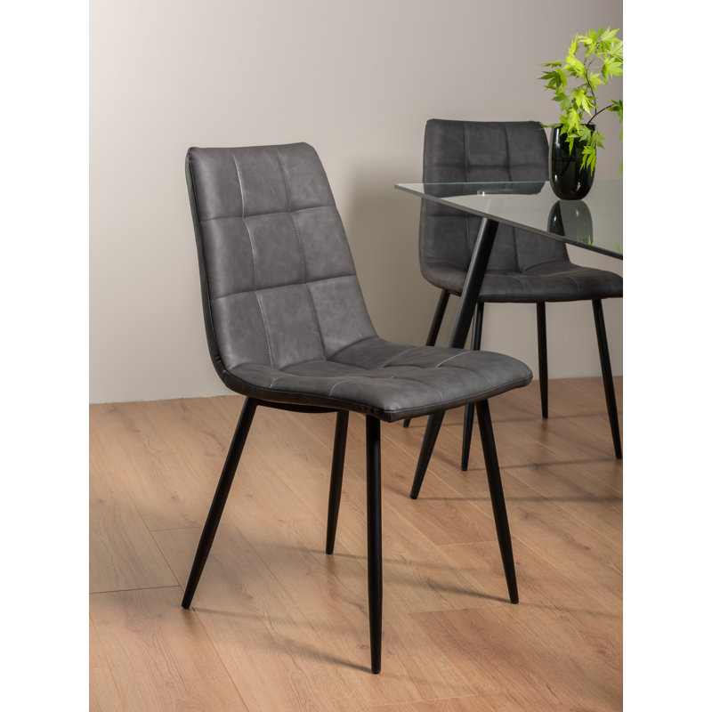 Cressida 283.97cm H Polyester Blend Upholstered Side Chair, Dark Grey