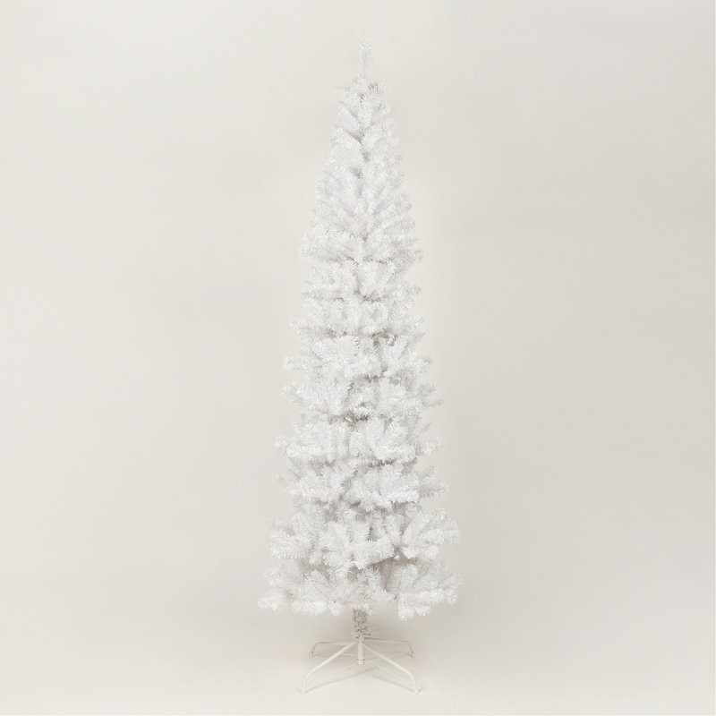 Arbre de Noël artificiel blanc 7,5 pi avec base en métal pliable