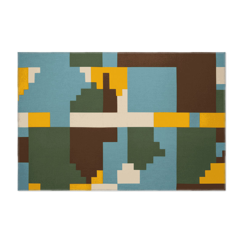 Tapis intérieur et extérieur Blocky Horizons, Rectangle 1 pi 6 po x 2 pi 6 po