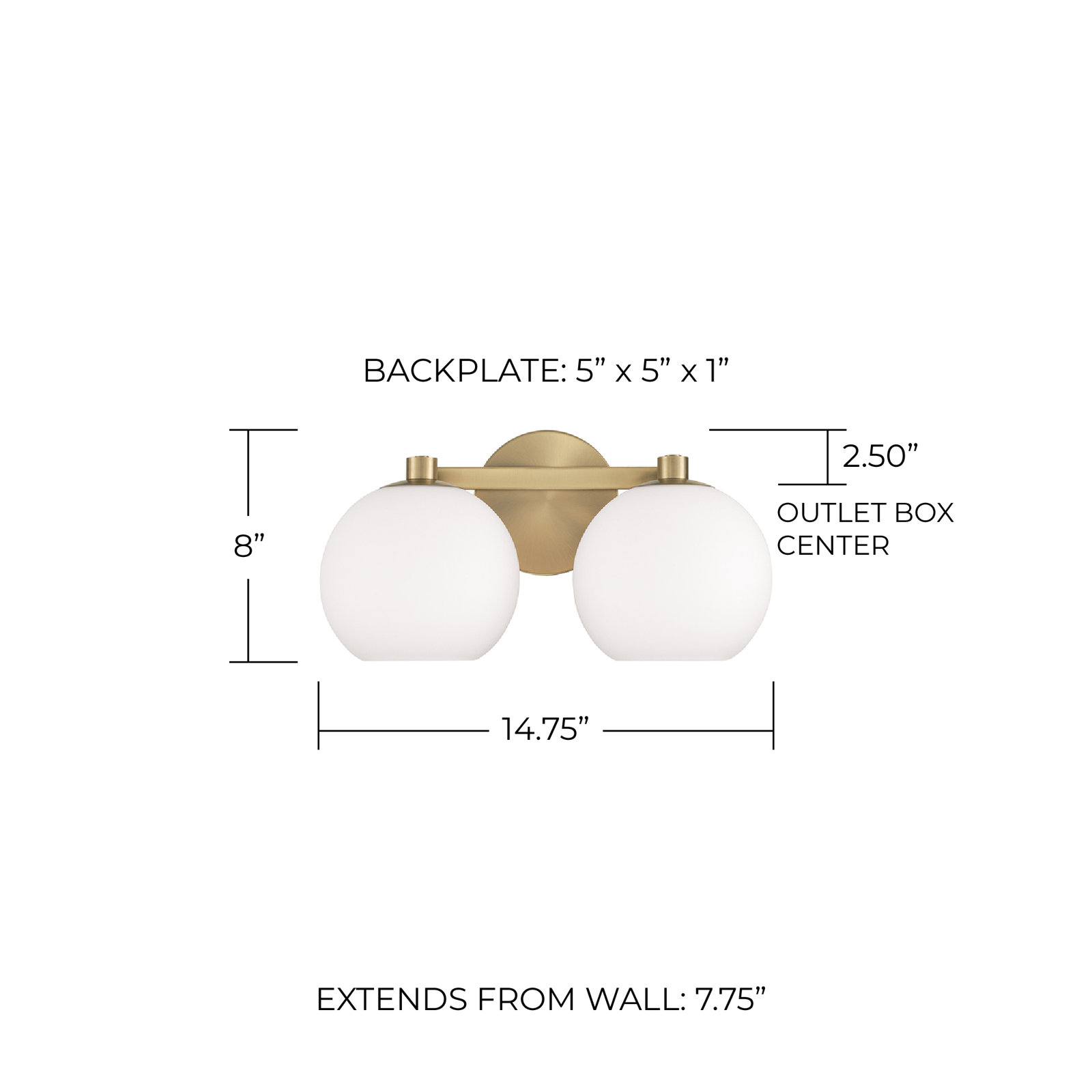 Ansley 2 Light Frosted Dimmable Vanity Light, Aged Brass