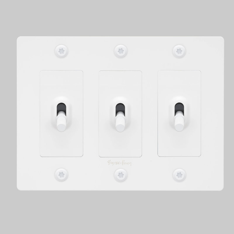 3G Toggle / Linear / With Logo, White, 3 Gang