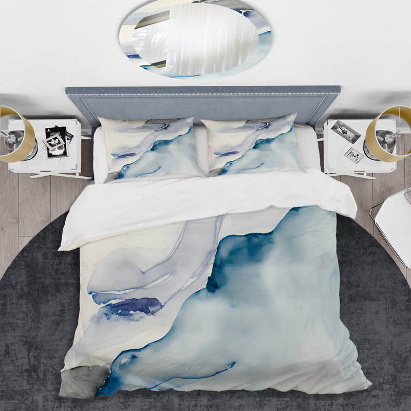 Ensemble de housse de couette en microfibre / polyester Sapphire, Housse de couette pour grand lit et 2 taies décor