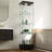 Modern Glass Display Cabinet with Drawer , Quick-assembly Antique Cabinet with LED lights, Tempered Glass Bookshelf,  1-Door Storage Case with 4 Shelves  for Living Room and Bedroom-1867737879