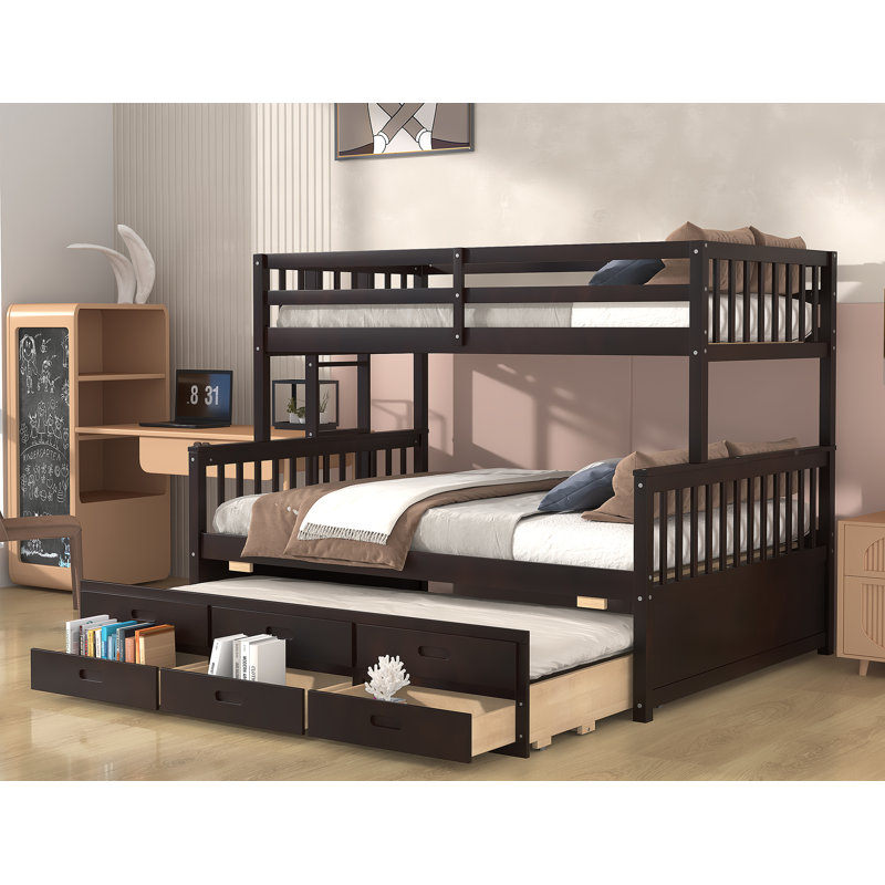 Lit simple superposé au dessus d'un lit double avec gigogne Feld Kids, Espresso
