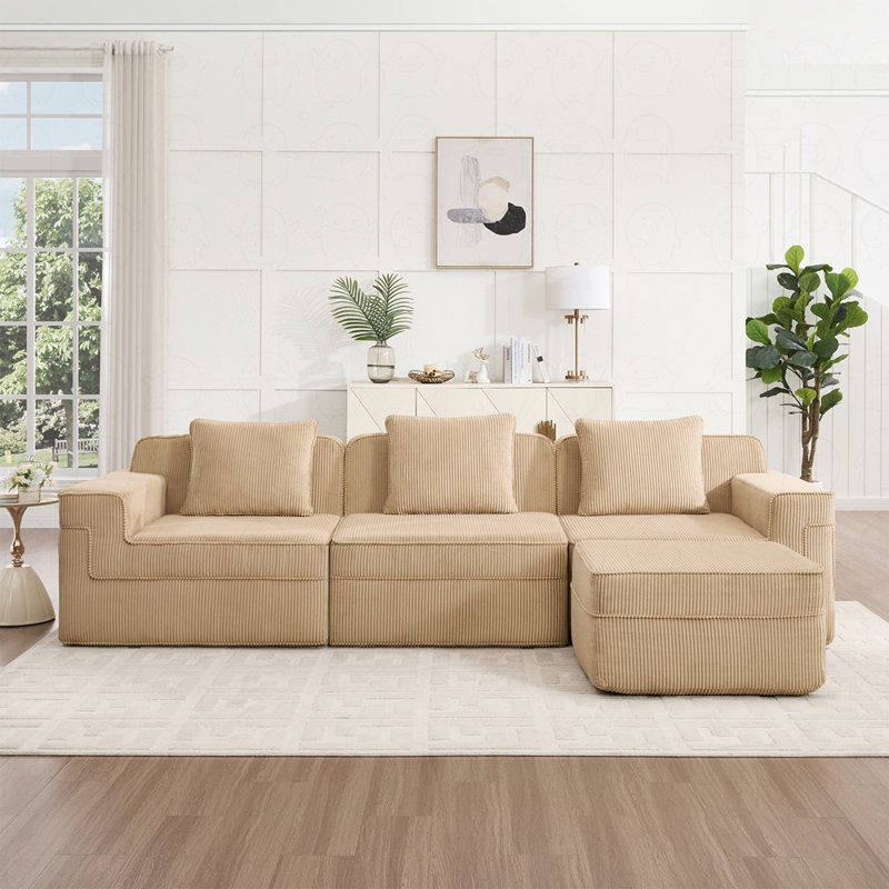 Canapé modulaire 3 places avec repose-pieds Modern