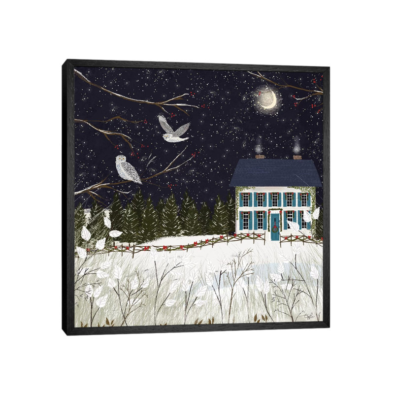 Christmas Colonial by Joy Laforme - Painting on Canvas, Black Framed, 45.72cm H x 45.72cm W x 3.81cm D