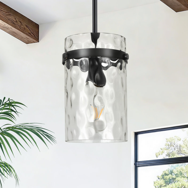 Luminaire suspendu moyen en verre 1 lumière 5,1 "pour évier , Noir, Clear