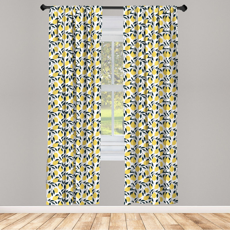 Lemons Semi-Sheer Rod Pocket Single Panel, 28" x 84"