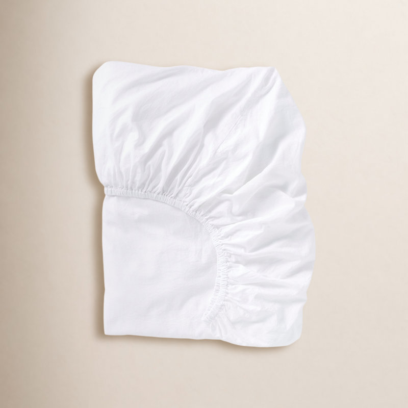 Drap-housse en satin de coton doux Cloud, Blanc alpin, Très grand
