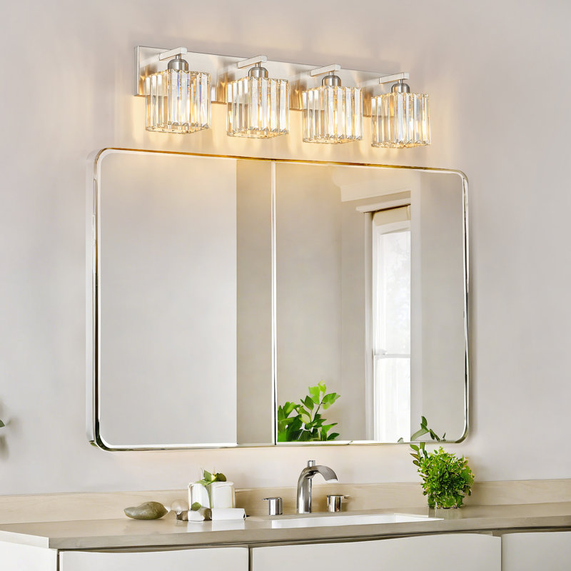 Lanceton Dimmable Vanity Light, 4 Lights, Sand Nickel