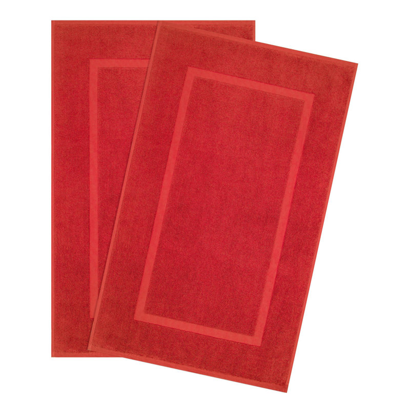 Tapis de bain 100% coton pour salle de bain, paquet de 2 tapis de sol à séchage rapide 20 x 34 po, Red
