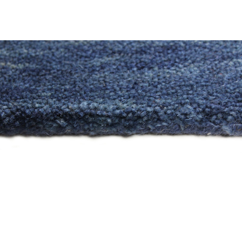Handmade Blue and Ivory Wool Striped Runner Rug