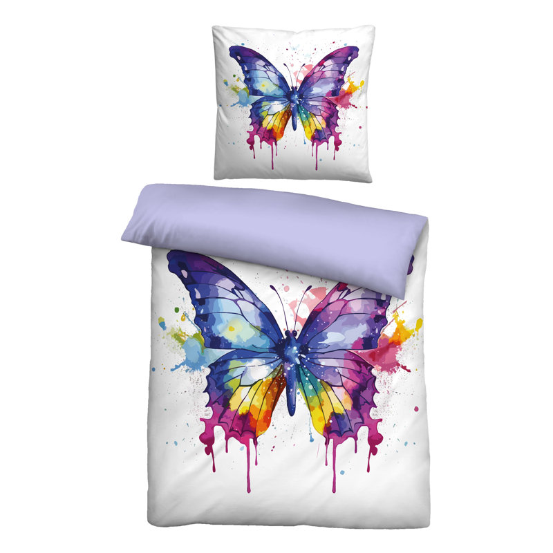 100% Cotton 57 TC Reversible 2 Piece Duvet Cover Set, 135 x 200 cm + 80 x 80 cm