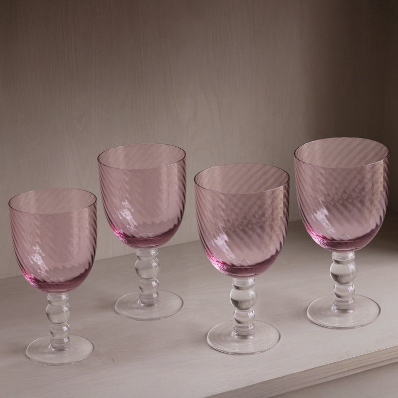 Glass Wine Glass, Pink