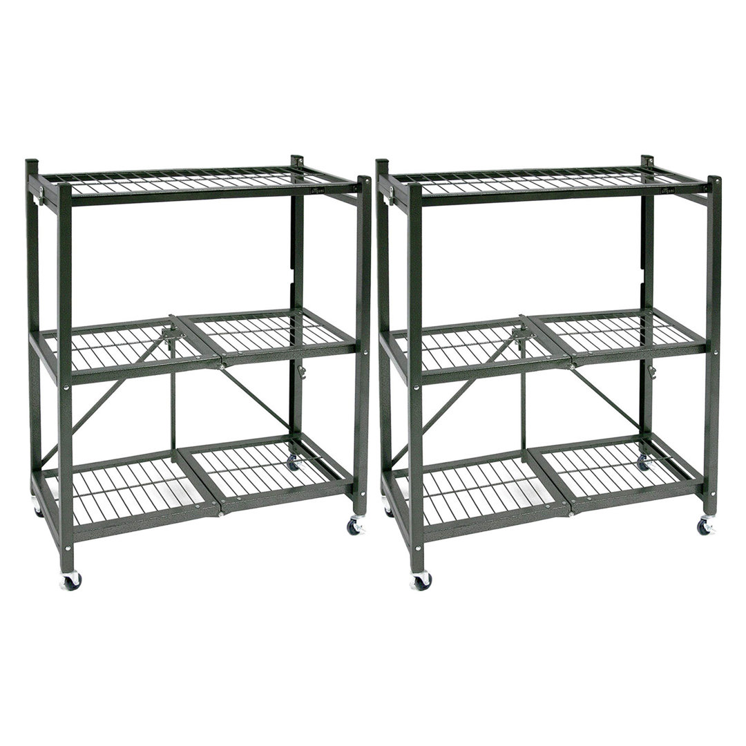 35.4'' W Metal Shelving Unit with Wheels (Set of 2) Origami