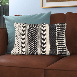 Oversized Blue and Ivory Ribbed Carpet Print Lumbar Pillow by World Market